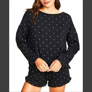 Plush Apparel Sleepwear Set Fleece-lined Black S